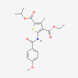 molecular formula C20H23NO6S B3478661 4-ethyl 2-isopropyl 5-[(4-methoxybenzoyl)amino]-3-methyl-2,4-thiophenedicarboxylate 