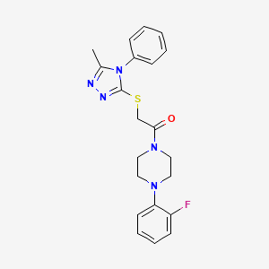 molecular formula C21H22FN5OS B3478766 1-(2-fluorophenyl)-4-{[(5-methyl-4-phenyl-4H-1,2,4-triazol-3-yl)thio]acetyl}piperazine 