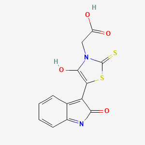 [4-oxo-5-(2-oxo-1,2-dihydro-3H-indol-3-ylidene)-2-thioxo-1,3-thiazolidin-3-yl]acetic acid