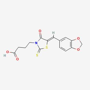 4-[5-(1,3-benzodioxol-5-ylmethylene)-4-oxo-2-thioxo-1,3-thiazolidin-3-yl]butanoic acid