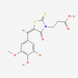 3-[5-(3-bromo-4-hydroxy-5-methoxybenzylidene)-4-oxo-2-thioxo-1,3-thiazolidin-3-yl]propanoic acid