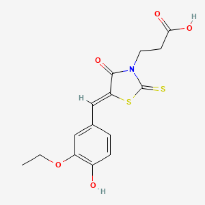 molecular formula C15H15NO5S2 B3478911 3-[5-(3-ethoxy-4-hydroxybenzylidene)-4-oxo-2-thioxo-1,3-thiazolidin-3-yl]propanoic acid 