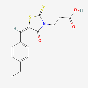 molecular formula C15H15NO3S2 B3478915 3-[5-(4-ethylbenzylidene)-4-oxo-2-thioxo-1,3-thiazolidin-3-yl]propanoic acid 