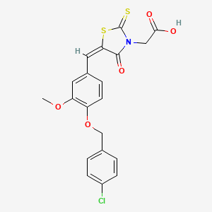 molecular formula C20H16ClNO5S2 B3478955 (5-{4-[(4-chlorobenzyl)oxy]-3-methoxybenzylidene}-4-oxo-2-thioxo-1,3-thiazolidin-3-yl)acetic acid 