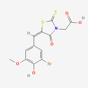 molecular formula C13H10BrNO5S2 B3478964 [5-(3-bromo-4-hydroxy-5-methoxybenzylidene)-4-oxo-2-thioxo-1,3-thiazolidin-3-yl]acetic acid 
