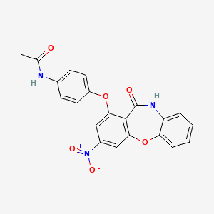 molecular formula C21H15N3O6 B3478999 N-{4-[(3-nitro-11-oxo-10,11-dihydrodibenzo[b,f][1,4]oxazepin-1-yl)oxy]phenyl}acetamide 