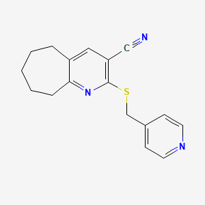 2-[(pyridin-4-ylmethyl)thio]-6,7,8,9-tetrahydro-5H-cyclohepta[b]pyridine-3-carbonitrile