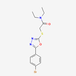 molecular formula C14H16BrN3O2S B3479111 2-{[5-(4-bromophenyl)-1,3,4-oxadiazol-2-yl]thio}-N,N-diethylacetamide 