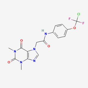 molecular formula C16H14ClF2N5O4 B3479120 N-{4-[chloro(difluoro)methoxy]phenyl}-2-(1,3-dimethyl-2,6-dioxo-1,2,3,6-tetrahydro-7H-purin-7-yl)acetamide 