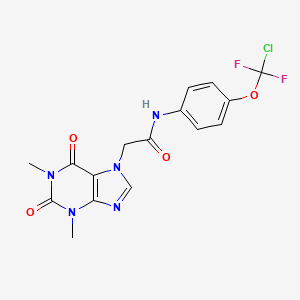 molecular formula C16H14ClF2N5O4 B3479120 N-(4-[Chloro(difluoro)methoxy]phenyl)-2-(1,3-dimethyl-2,6-dioxo-1,2,3,6-tetrahydro-7H-purin-7-yl)acetamide 