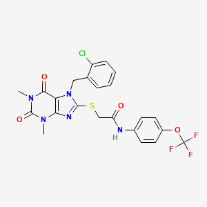 molecular formula C23H19ClF3N5O4S B3479170 2-{[7-(2-chlorobenzyl)-1,3-dimethyl-2,6-dioxo-2,3,6,7-tetrahydro-1H-purin-8-yl]thio}-N-[4-(trifluoromethoxy)phenyl]acetamide 