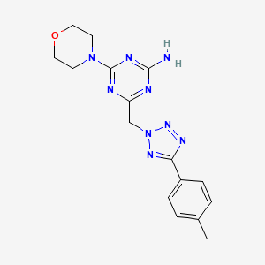molecular formula C16H19N9O B3479187 4-{[5-(4-methylphenyl)-2H-tetrazol-2-yl]methyl}-6-morpholin-4-yl-1,3,5-triazin-2-amine 