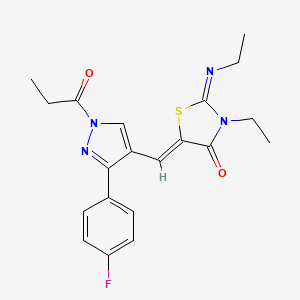 3-ethyl-2-(ethylimino)-5-{[3-(4-fluorophenyl)-1-propionyl-1H-pyrazol-4-yl]methylene}-1,3-thiazolidin-4-one