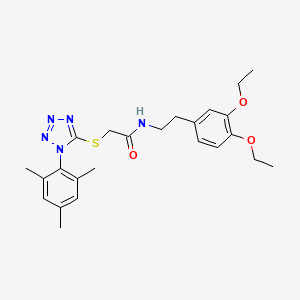 molecular formula C24H31N5O3S B3479216 N-[2-(3,4-DIETHOXYPHENYL)ETHYL]-2-{[1-(2,4,6-TRIMETHYLPHENYL)-1H-1,2,3,4-TETRAZOL-5-YL]SULFANYL}ACETAMIDE 