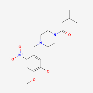 molecular formula C18H27N3O5 B3479333 1-(4,5-dimethoxy-2-nitrobenzyl)-4-(3-methylbutanoyl)piperazine 