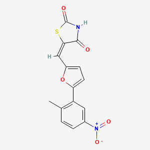 molecular formula C15H10N2O5S B3479665 5-{[5-(2-methyl-5-nitrophenyl)-2-furyl]methylene}-1,3-thiazolidine-2,4-dione 