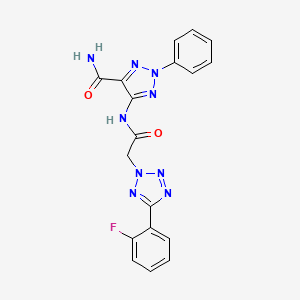 molecular formula C18H14FN9O2 B3479709 5-({[5-(2-fluorophenyl)-2H-tetrazol-2-yl]acetyl}amino)-2-phenyl-2H-1,2,3-triazole-4-carboxamide 