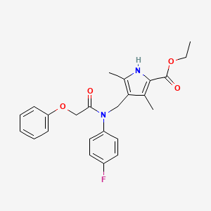 molecular formula C24H25FN2O4 B3479715 ethyl 4-{[(4-fluorophenyl)(phenoxyacetyl)amino]methyl}-3,5-dimethyl-1H-pyrrole-2-carboxylate 