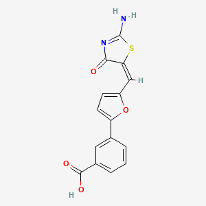 3-{5-[(2-imino-4-oxo-1,3-thiazolidin-5-ylidene)methyl]-2-furyl}benzoic acid