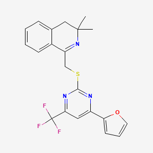molecular formula C21H18F3N3OS B3479786 1-({[4-(2-furyl)-6-(trifluoromethyl)pyrimidin-2-yl]thio}methyl)-3,3-dimethyl-3,4-dihydroisoquinoline 