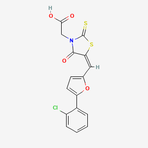 molecular formula C16H10ClNO4S2 B3479817 (5-{[5-(2-氯苯基)-2-呋喃基]亚甲基}-4-氧代-2-硫代-1,3-噻唑烷-3-基)乙酸 