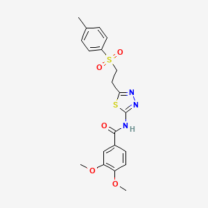 molecular formula C20H21N3O5S2 B3479866 3,4-dimethoxy-N-(5-{2-[(4-methylphenyl)sulfonyl]ethyl}-1,3,4-thiadiazol-2-yl)benzamide 