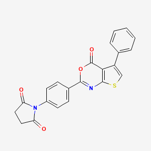 molecular formula C22H14N2O4S B3479919 1-[4-(4-oxo-5-phenyl-4H-thieno[2,3-d][1,3]oxazin-2-yl)phenyl]-2,5-pyrrolidinedione 