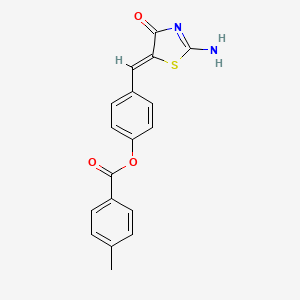 molecular formula C18H14N2O3S B3479953 4-[(2-imino-4-oxo-1,3-thiazolidin-5-ylidene)methyl]phenyl 4-methylbenzoate 