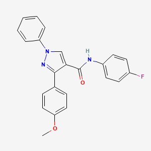 molecular formula C23H18FN3O2 B3479972 N-(4-fluorophenyl)-3-(4-methoxyphenyl)-1-phenyl-1H-pyrazole-4-carboxamide 