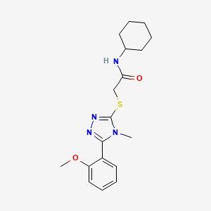 molecular formula C18H24N4O2S B3479987 N-cyclohexyl-2-{[5-(2-methoxyphenyl)-4-methyl-4H-1,2,4-triazol-3-yl]thio}acetamide 