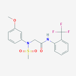 molecular formula C17H17F3N2O4S B3479996 N~2~-(3-methoxyphenyl)-N~2~-(methylsulfonyl)-N~1~-[2-(trifluoromethyl)phenyl]glycinamide 