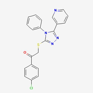 molecular formula C21H15ClN4OS B3479999 1-(4-chlorophenyl)-2-{[4-phenyl-5-(3-pyridinyl)-4H-1,2,4-triazol-3-yl]thio}ethanone 