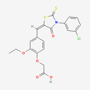 molecular formula C20H16ClNO5S2 B3480038 (4-{[3-(3-chlorophenyl)-4-oxo-2-thioxo-1,3-thiazolidin-5-ylidene]methyl}-2-ethoxyphenoxy)acetic acid 
