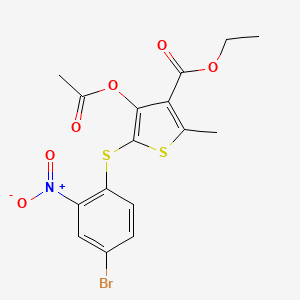 molecular formula C16H14BrNO6S2 B3480075 ethyl 4-(acetyloxy)-5-[(4-bromo-2-nitrophenyl)thio]-2-methyl-3-thiophenecarboxylate 