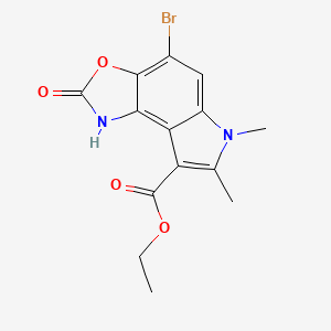 molecular formula C14H13BrN2O4 B3480089 ethyl 4-bromo-6,7-dimethyl-2-oxo-1,6-dihydro-2H-[1,3]oxazolo[4,5-e]indole-8-carboxylate 