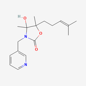 4-hydroxy-4,5-dimethyl-5-(4-methylpent-3-en-1-yl)-3-(pyridin-3-ylmethyl)-1,3-oxazolidin-2-one
