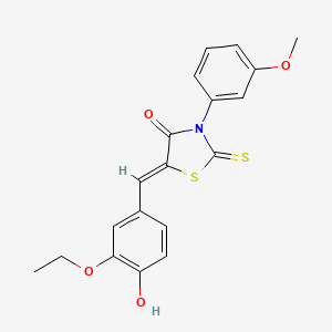 molecular formula C19H17NO4S2 B3480094 5-(3-ethoxy-4-hydroxybenzylidene)-3-(3-methoxyphenyl)-2-thioxo-1,3-thiazolidin-4-one 