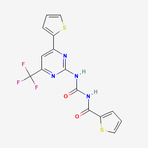 molecular formula C15H9F3N4O2S2 B3480116 N-({[4-(2-thienyl)-6-(trifluoromethyl)pyrimidin-2-yl]amino}carbonyl)thiophene-2-carboxamide 