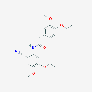 molecular formula C23H28N2O5 B3480126 N-(2-cyano-4,5-diethoxyphenyl)-2-(3,4-diethoxyphenyl)acetamide 