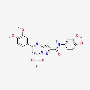 molecular formula C23H17F3N4O5 B3480128 N-1,3-benzodioxol-5-yl-5-(3,4-dimethoxyphenyl)-7-(trifluoromethyl)pyrazolo[1,5-a]pyrimidine-2-carboxamide 