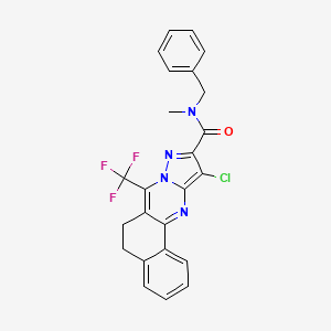 molecular formula C24H18ClF3N4O B3480154 N-benzyl-11-chloro-N-methyl-7-(trifluoromethyl)-5,6-dihydrobenzo[h]pyrazolo[5,1-b]quinazoline-10-carboxamide 