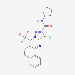 molecular formula C21H18ClF3N4O B3480157 11-chloro-N-cyclopentyl-7-(trifluoromethyl)-5,6-dihydrobenzo[h]pyrazolo[5,1-b]quinazoline-10-carboxamide 