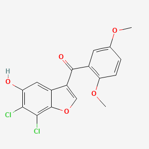 molecular formula C17H12Cl2O5 B3480165 (6,7-dichloro-5-hydroxy-1-benzofuran-3-yl)(2,5-dimethoxyphenyl)methanone 