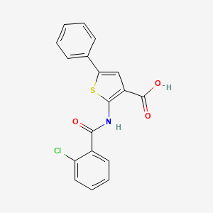 molecular formula C18H12ClNO3S B3480181 2-[(2-chlorobenzoyl)amino]-5-phenyl-3-thiophenecarboxylic acid 