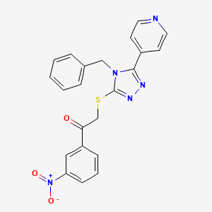 molecular formula C22H17N5O3S B3480201 2-{[4-benzyl-5-(4-pyridinyl)-4H-1,2,4-triazol-3-yl]thio}-1-(3-nitrophenyl)ethanone 