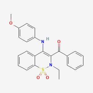 molecular formula C24H22N2O4S B3480220 {2-ethyl-4-[(4-methoxyphenyl)amino]-1,1-dioxido-2H-1,2-benzothiazin-3-yl}(phenyl)methanone 