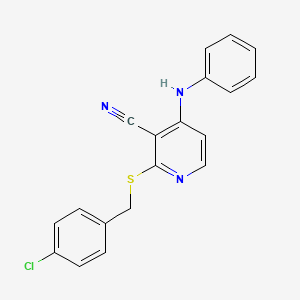 molecular formula C19H14ClN3S B3480225 4-anilino-2-[(4-chlorobenzyl)thio]nicotinonitrile 