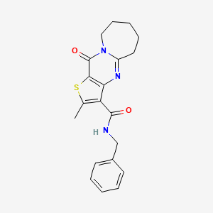 molecular formula C20H21N3O2S B3480238 N-benzyl-2-methyl-11-oxo-5,6,7,8,9,11-hexahydrothieno[3',2':4,5]pyrimido[1,2-a]azepine-3-carboxamide 