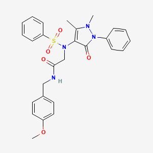 molecular formula C27H28N4O5S B3480243 N~2~-(1,5-dimethyl-3-oxo-2-phenyl-2,3-dihydro-1H-pyrazol-4-yl)-N~1~-(4-methoxybenzyl)-N~2~-(phenylsulfonyl)glycinamide 