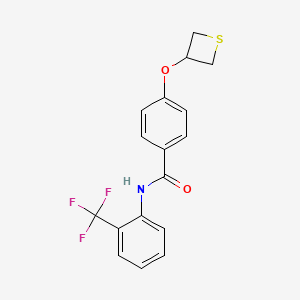 molecular formula C17H14F3NO2S B3480248 4-(3-thietanyloxy)-N-[2-(trifluoromethyl)phenyl]benzamide 